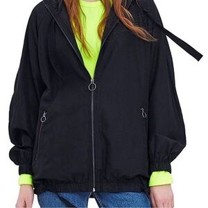 Zara Black Windbreaker Packable Jacket for Women Sz L